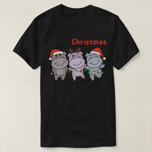 T-shirt Hippo Animaux de Noël Hippopotames Hippopotames Jo (Design devant)