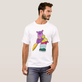 T-shirt Hippo au cricket avec batte de cricket (Devant entier)