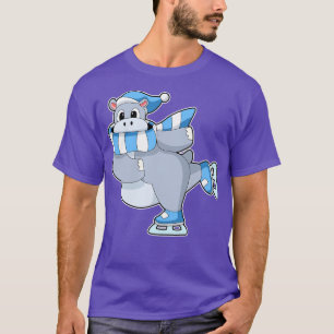 T-shirt Hippo au patinage sur glace avec patins sur glace