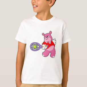 T-shirt Hippo au tennis avec raquette de tennis