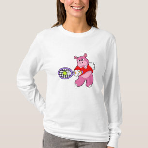 T-shirt Hippo au tennis avec raquette de tennis