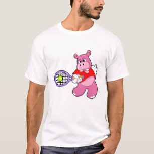 T-shirt Hippo au tennis avec raquette de tennis