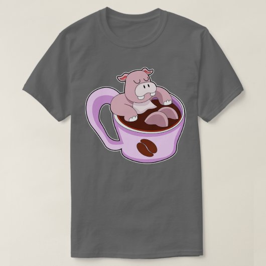 T-shirt Hippo avec la coupe du café (Design devant)