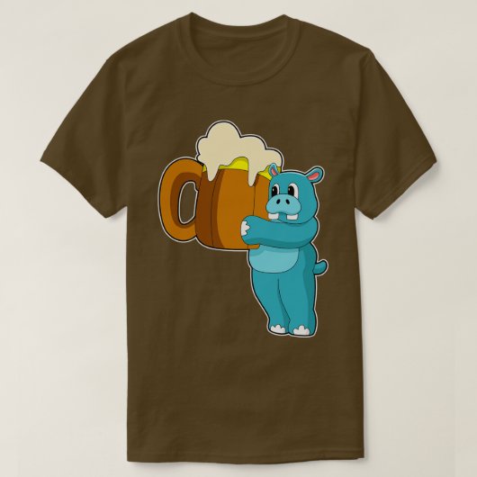 T-shirt Hippo avec Mug de bière (Design devant)