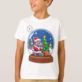 T-shirt Hippo Christmas Snowglobe