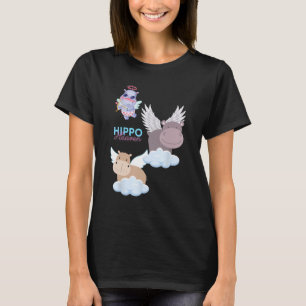 T-shirt Hippo Ciel Cute Hippopotames sur les nuages Halos 