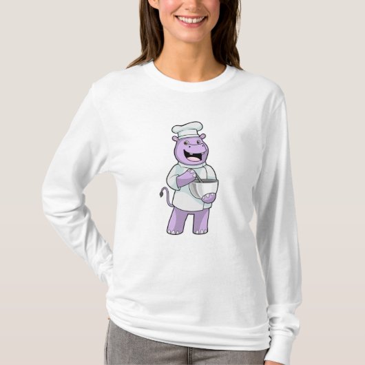 T-shirt Hippo comme chef avec bol (Devant)