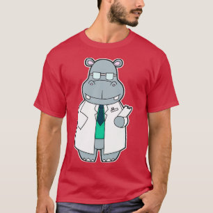 T-shirt Hippo comme docteur avec la fumée
