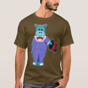 T-shirt Hippo comme groom avec Rose de costume