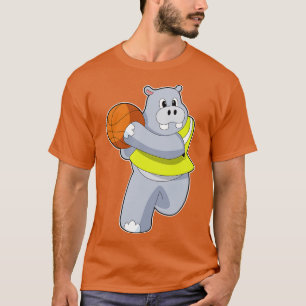 T-shirt Hippo comme joueur de basket-ball avec basket-ball