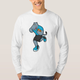 T-shirt Hippo comme joueur de football avec football