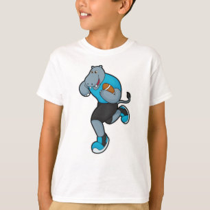 T-shirt Hippo comme joueur de football avec football