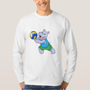 T-shirt Hippo comme joueur de volleyball avec volleyball