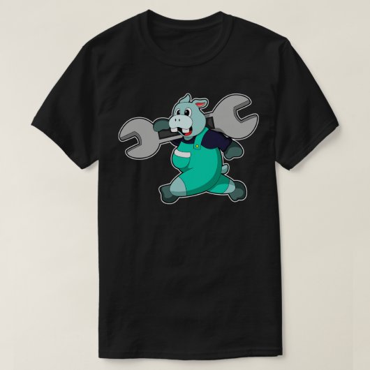 T-shirt Hippo comme mécanique avec clé (Design devant)