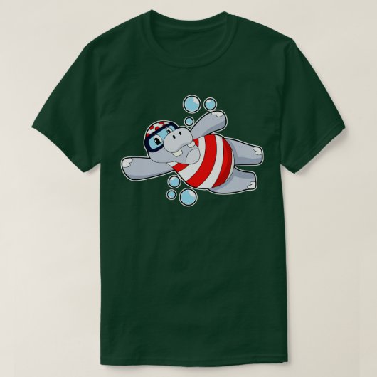 T-shirt Hippo Comme Plongeur Avec Des Lunettes De Baignade (Design devant)