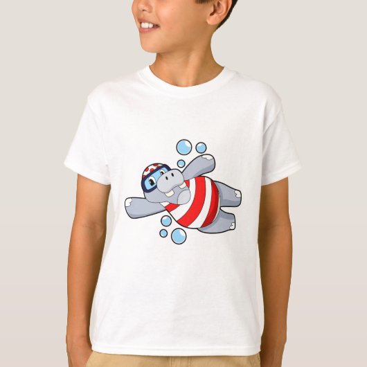 T-shirt Hippo comme Plongeur avec lunettes de natation (Devant)