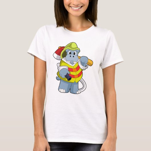 T-shirt Hippo comme pompier avec l'alcool (Devant)