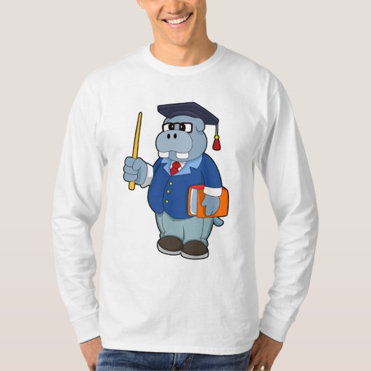 T-shirt Hippo comme professeur avec livre (Devant)