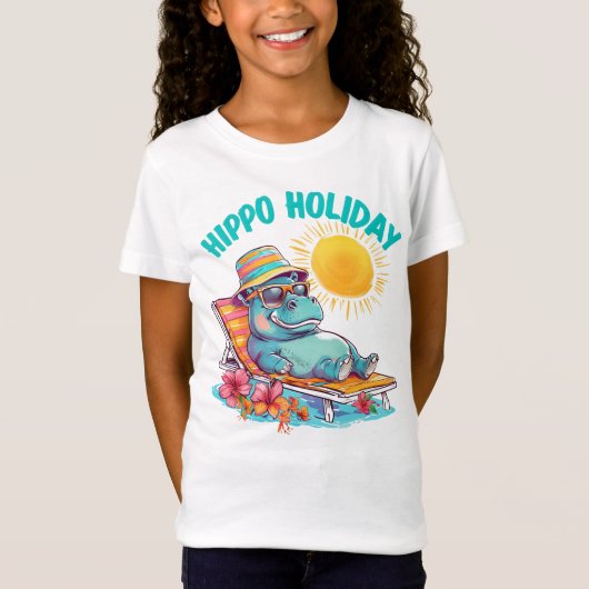 T-Shirt Hippo cool sur une chaise longue (Devant)