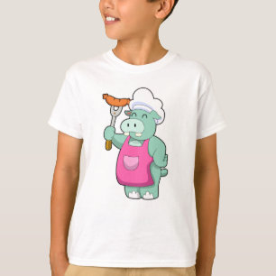 T-shirt Hippo cuisiner avec des saucisses