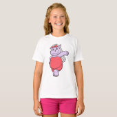 T-shirt Hippo en mariée avec Voile & Bow (Devant entier)