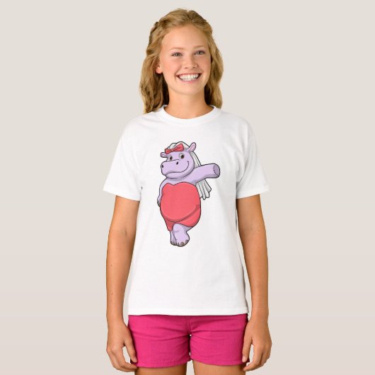 T-shirt Hippo en mariée avec Voile & Bow (Devant entier)