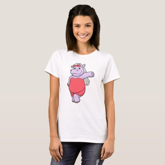T-shirt Hippo en mariée avec Voile & Bow (Devant entier)