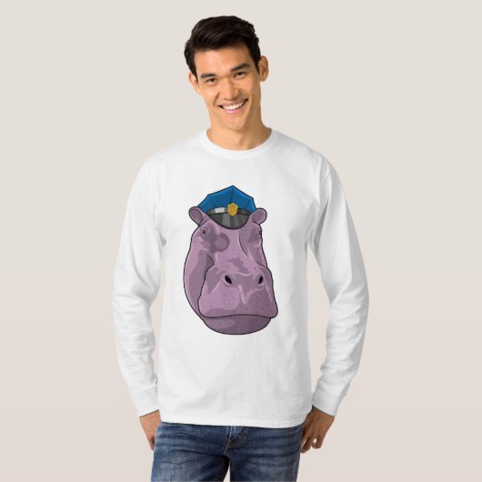 T-shirt Hippo en tant que policier (Devant entier)