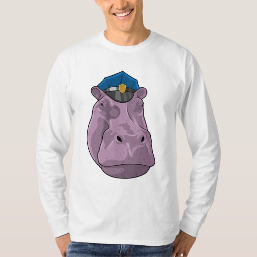 T-shirt Hippo en tant que policier (Devant)