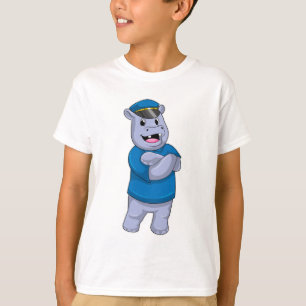 T-shirt Hippo en tant que policier avec casquette de polic