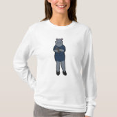 T-shirt Hippo en tant que secrétaire avec Bloc-notes et st (Devant)