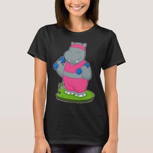 T-shirt Hippo Fitness Dumbbells (Devant)