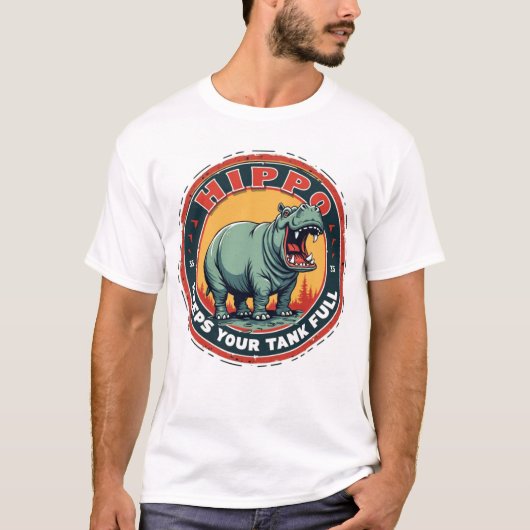 T-shirt Hippo Gaz Garde Votre Réservoir Complet (Devant)
