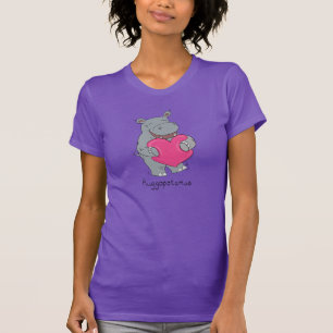 T-shirt Hippo Hugs Saint Valentin Chemise femme pourpre