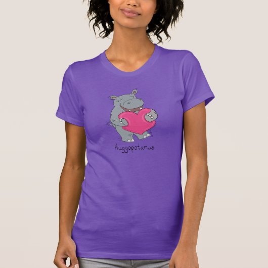 T-shirt Hippo Hugs Saint Valentin Chemise femme pourpre (Devant)
