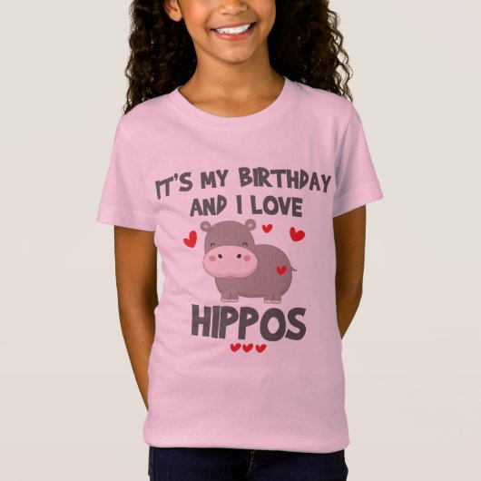 T-Shirt Hippo Lover C'est mon anniversaire et j'aime les h (Devant)