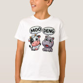 T-shirt Hippo Moo Deng s'amuser avec Moo Cow (Devant)