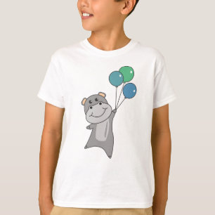 T-shirt Hippo Mouches Avec Ballons Animaux Sucrés Pour