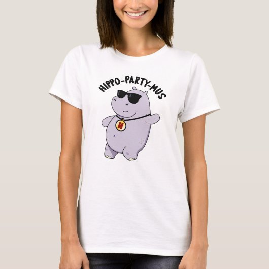 T-shirt Hippo-party-mus Funny Animal Hippo Pun (Devant)