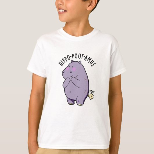 T-shirt Hippo-poot-amus Drôle Farting Hippo Pun (Devant)