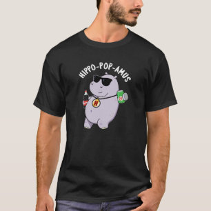 T-shirt Hippo-pop-amus Funny Hippo Soda Pun Pop Dark BG