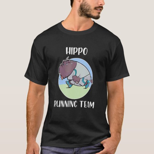 T-shirt Hippo Running Team For Fat Slow Runner (Devant)