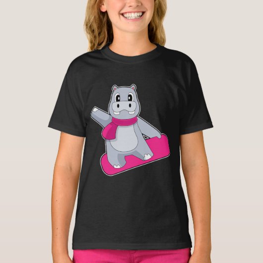 T-shirt Hippo Snowboard Sports d'hiver (Devant)