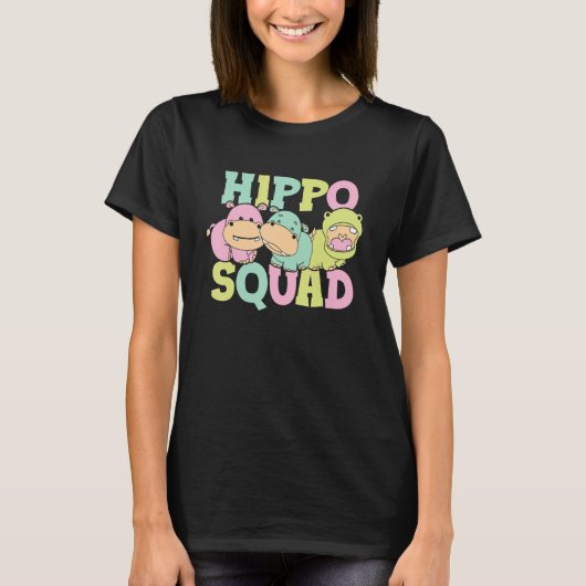 T-shirt Hippo Squad Saying Cute Hippopotamus Hippos (Devant)