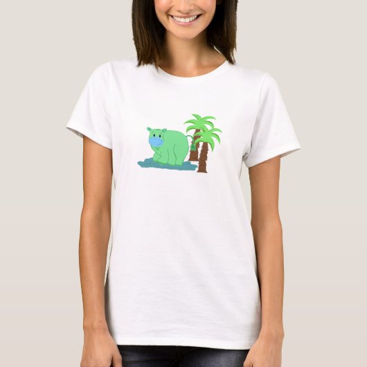 T-shirt Hippo vert dans l'eau (Devant)