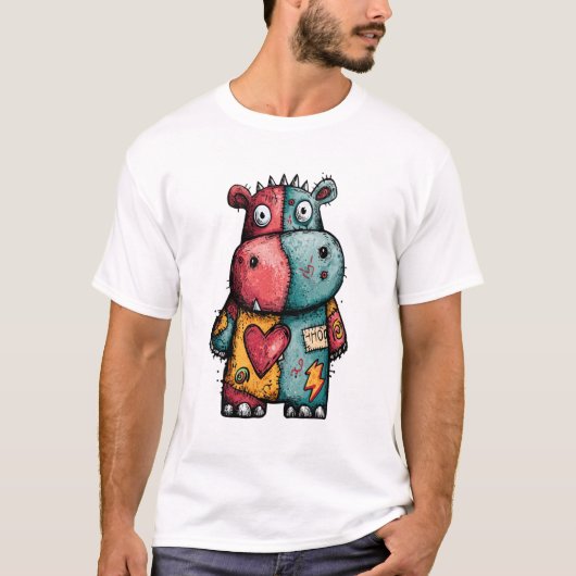 T-shirt Hippo Voodoo - Gardien Coeur Patchwork (Devant)