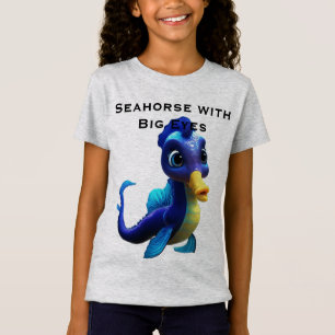 T-Shirt Hippocampe bébé noir mignon avec de grands yeux –