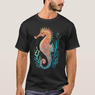 T-shirt Hippocampe coloré avec illustration d'algues