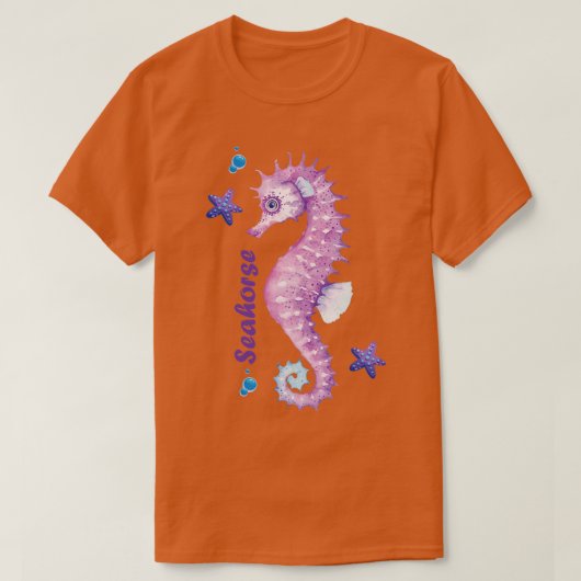 T-shirt Hippocampe cool à aquarelle (Design devant)