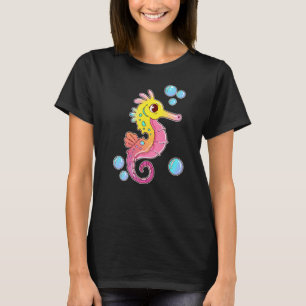 T-shirt Hippocampe Et Bulles Poissons Marine Plage Sous-Ma
